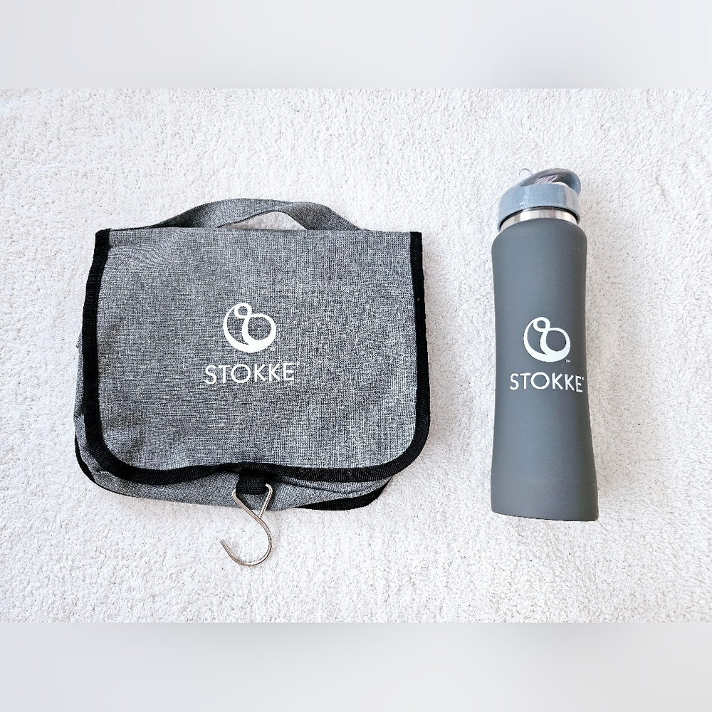 Stokke Travel Set Hanging Organizer and Flip Straw 20 oz Bottle